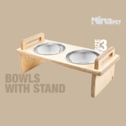 ظرف دوقلوی پایه دار آب و غذای سگ و گربه نیناپت مدل پانزی سایز 3