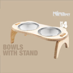 ظرف دوقلوی پایه دار آب و غذای سگ و گربه نیناپت مدل پلاتو سایز 4