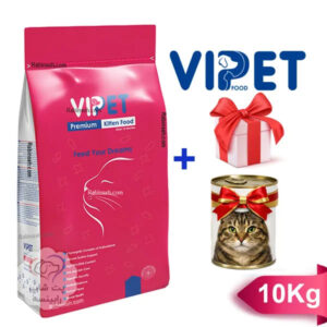 غذای خشک بچه گربه کیتن وی پت 10 کیلوگرم + 1 عدد کنسرو گربه 400 گرمی هدیه VIPet