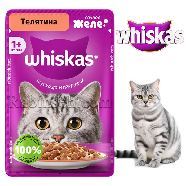 پوچ گربه ویسکاس روسیه طعم گوساله در ژله 75 گرم