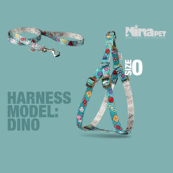 قلاده کتفی با لید سگ و گربه نیناپت مدل دینو سایز 0 (مناسب وزن 2 تا 5 کیلوگرم)