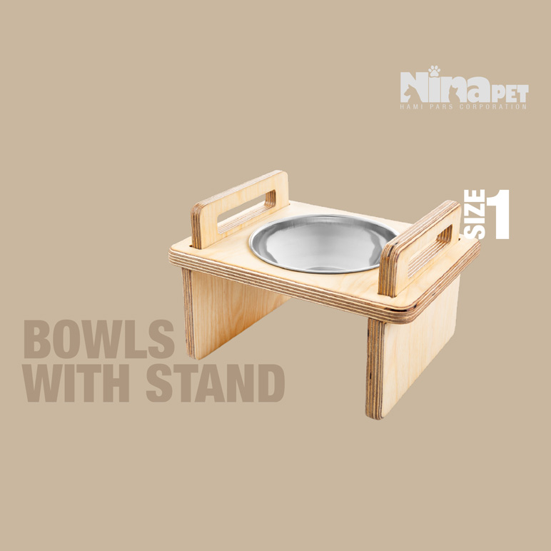 ظرف دوقلوی پایه دار آب و غذای سگ و گربه نیناپت مدل پانزی سایز 1