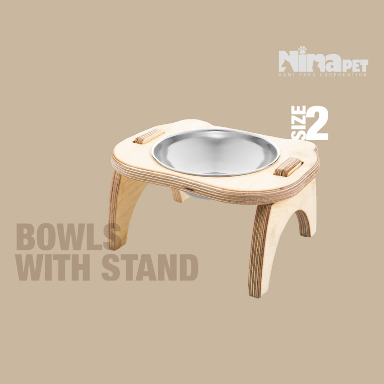 ظرف پایه دار آب و غذای سگ و گربه نیناپت مدل پلاتو سایز 2