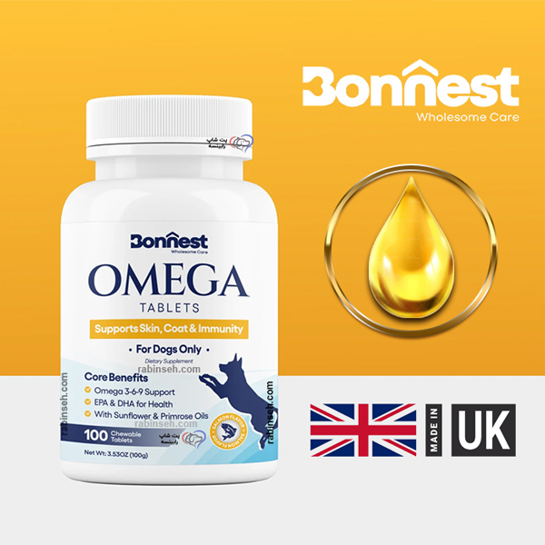 قرص امگا 3 پوست و موی سگ بونست انگلیس 100 عددی