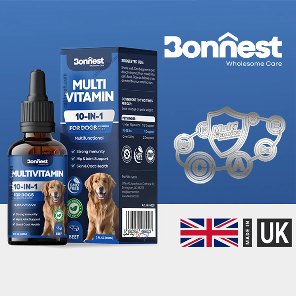 قطره مولتی ویتامین سگ بونست انگلیس 60 میل - طعم گوشت