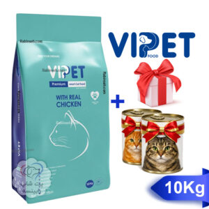 غذای خشک گربه بالغ وی پت 10 کیلوگرم + 2 عدد کنسرو 400 گرمی هدیه VIPet