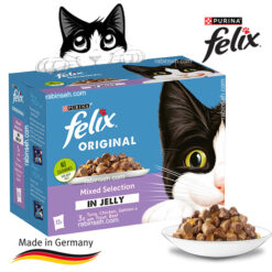 پک 12 عددی پوچ گربه فلیکس در چهار طعم مختلف در ژله (آلمان)