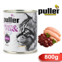 کنسرو پته ای گربه بالغ پولر طعم مرغ و جگر 800 گرم