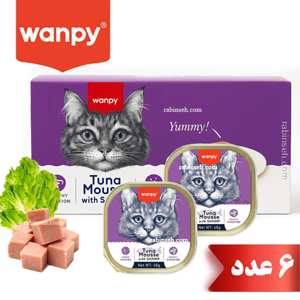 ووم گربه ونپی با طعم ماهی تن و میگو مدل پته ای 6 عددی - انگلیسی نویس