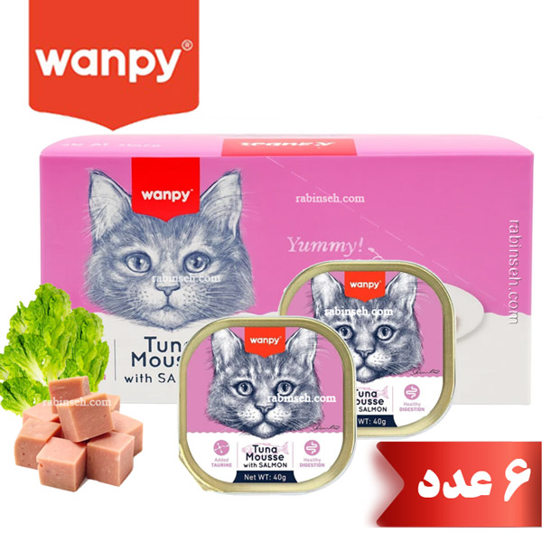 ووم گربه ونپی با طعم ماهی تن و سالمون مدل پته ای 6 عددی - انگلیسی نویس