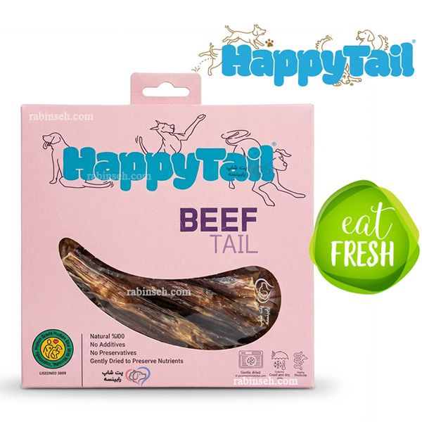 تشویقی سگ هپی تایل طعم دم گاو 100 گرم