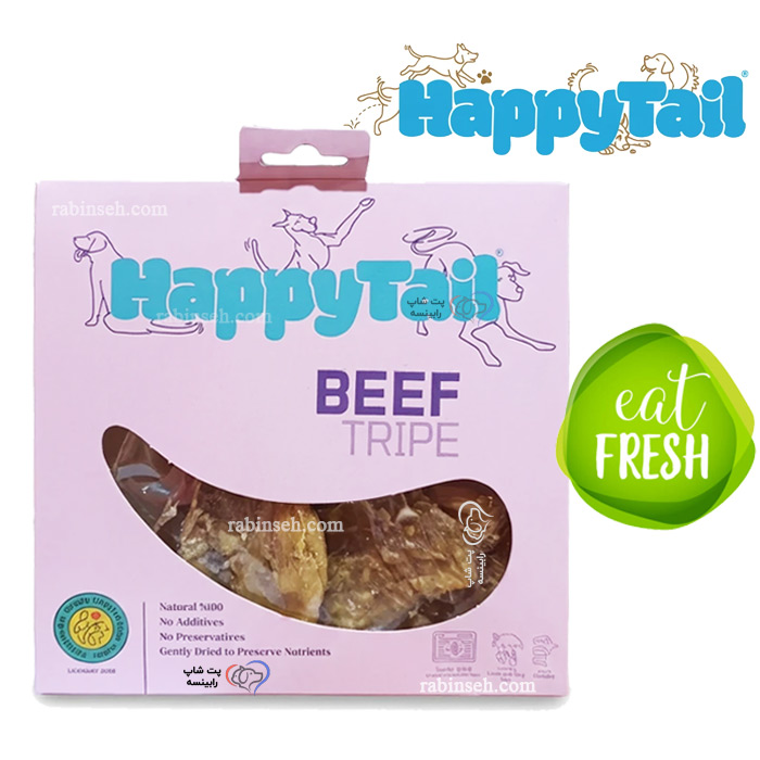 تشویقی سگ هپی تایل طعم سیرابی گاو 50 گرم تشویقی سگ هپی تایل طعم سیرابی گاو 50 گرم