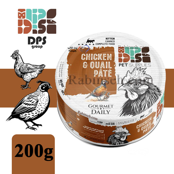 کنسرو پته سوپر پریمیوم دی پی اس گربه طعم مرغ ، بلدرچین 200 گرم