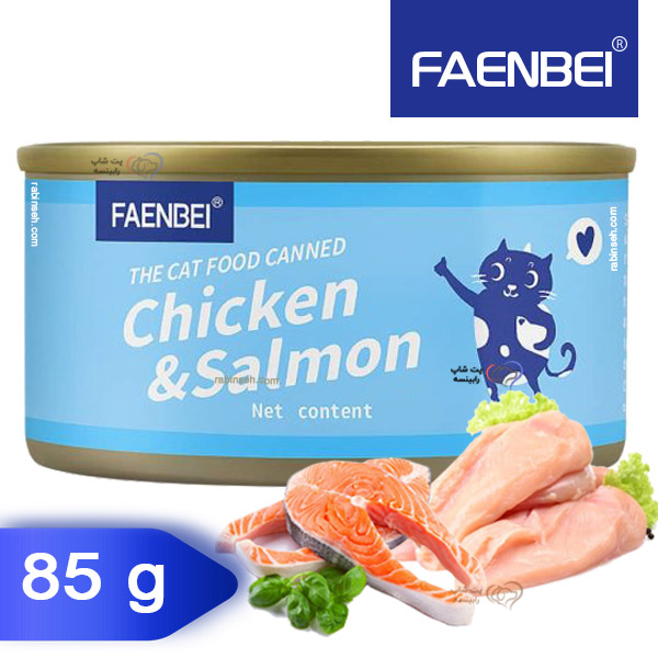 کنسرو نچرال فنبی گربه طعم مرغ و سالمون 85 گرم