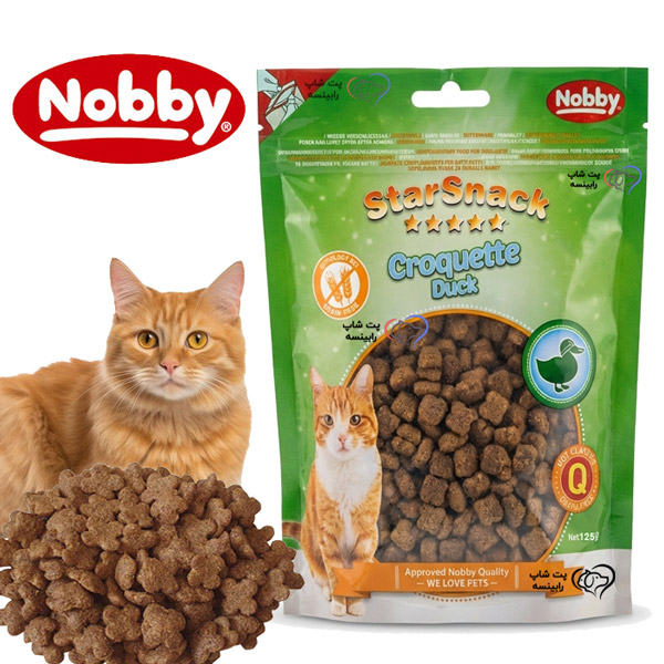 تشویقی گربه نوبی مدل گل طعم اردک وزن 125 گرم ( آلمان)