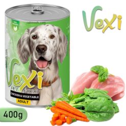 کنسرو سگ وکسی پته ای طعم مرغ و سبزیجات 400 گرمی