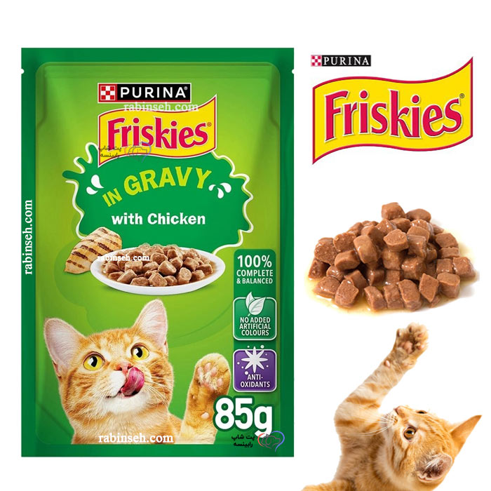 پوچ فریسکیز گربه بالغ با طعم مرغ در سس گروی 85 گرم