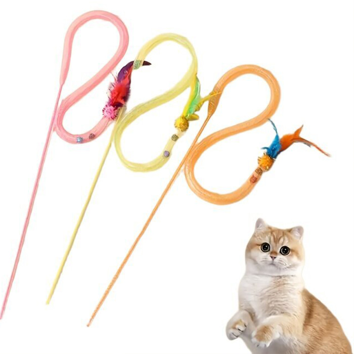 میله بازی گربه زنگوله دار با دم شفاف + کت نیپ