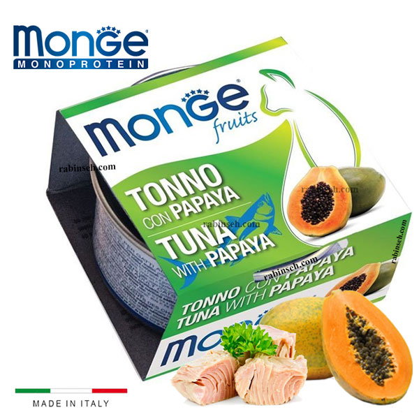 کنسرو گربه مونژه طعم تن و پاپایا 80 گرم