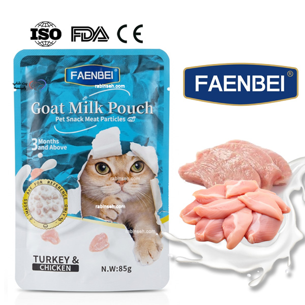 پوچ فنبی گربه مدل چانکی طعم مرغ و بوقلمون در شیر بز 85 گرم پوچ فنبی گربه مدل چانکی طعم مرغ و بوقلمون در شیر بز 85 گرم