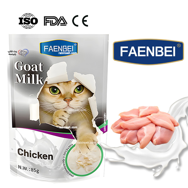 پوچ نچرال فنبی گربه بالغ طعم مرغ در شیر بز 85 گرم