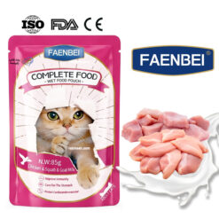 پوچ پته ای فنبی گربه بالغ طعم مرغ و کبوتر در شیر بز 85 گرم