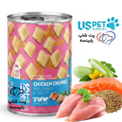 کنسرو گربه یو اس پت مرغ سالمون و کدو مدل چانکی 430 گرم