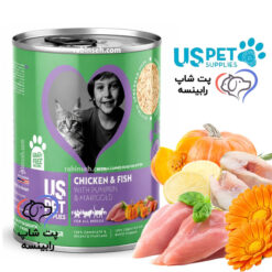 کنسرو نچرال بچه گربه کیتن یو اس پت مرغ ، ماهی و کدوتنبل 430 گرم