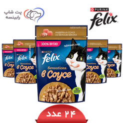 پوچ گربه فلیکس بوقلمون و بیکن در سس پک 24 عددی – روسیه