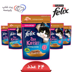 پوچ بچه گربه کیتن فلیکس مرغ در ژله پک 24 عددی – روسیه