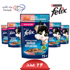 پوچ گربه فلیکس تن و سالمون ژله پک 24 عددی – روسیه
