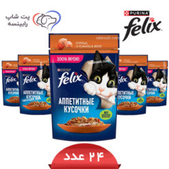 پوچ گربه فلیکس مرغ و گوجه در ژله پک 24 عددی – روسیه