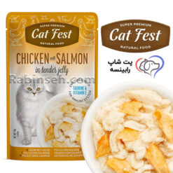 پوچ گربه کت فست مرغ و سالمون در ژله 70 گرم