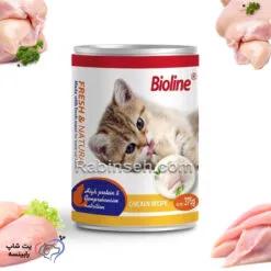 کنسرو گربه نچرال بایولاین مرغ 375 گرم