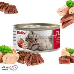 کنسرو گربه نچرال بایولاین گوساله و تن 85 گرم