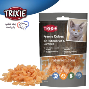 تشویقی گربه تریکسی مکعبی سینه مرغ و میگو 50 گرم