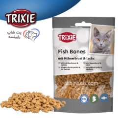 تشویقی گربه تریکسی سینه مرغ و سالمون مدل استخوان ماهی 50 گرم