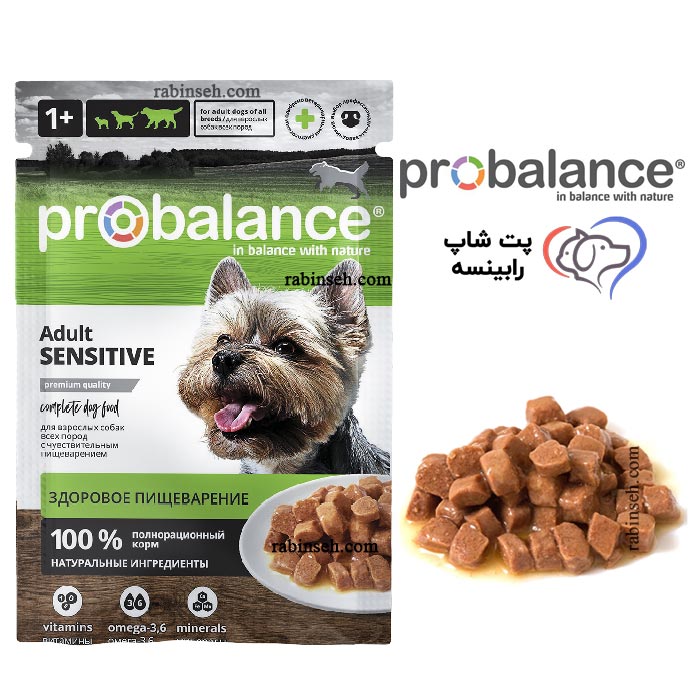 پوچ سگ بالغ پروبالانس مرغ و گوساله چانکی 85 گرم (گوارش حساس)